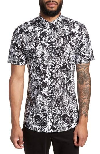 Men's Hugo Hugo Boss Empson Trim Fit Print Short Sleeve Sport Shirt - Black