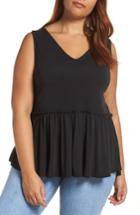 Women's Chelsea28 V-neck Peplum Tank - Black