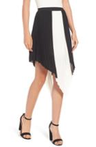 Women's Bp. Colorblock Pleated Asymmetrical Skirt - Black