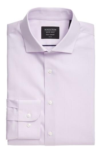 Men's Nordstrom Men's Shop Tech-smart Traditional Fit Micro Check Dress Shirt 32/33 - Purple