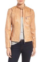 Women's Bernardo Kirwin Leather Moto Jacket - Brown