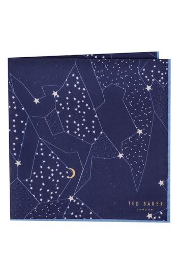 Men's Ted Baker London Orion Silk Pocket Square, Size - Blue