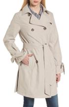 Women's French Connection Tie Cuff Water Resistant Trench Coat - Beige