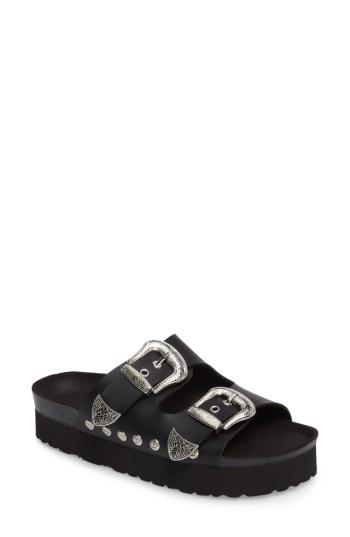 Women's Topshop Fisher Buckled Platform Slide Sandal .5us / 36eu - Black