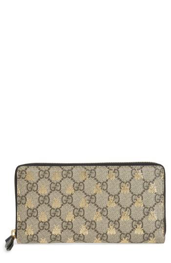 Women's Gucci Linea A Bee Gg Zip-around Wallet -