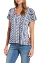 Women's Thml Embroidered Mixed Print Top - Blue