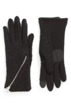 Women's Echo 'touch - Zip Boucle' Tech Gloves - Black