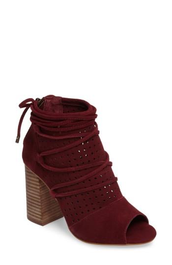 Women's Very Volatile Kalio Perforated Open Toe Bootie M - Burgundy