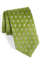 Men's David Donahue Neat Floral Medallion Silk Tie, Size - Green