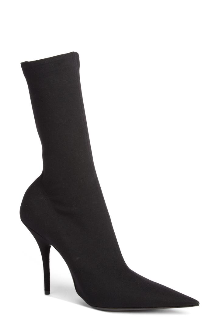 Women's Balenciaga Pointy Toe Sock Bootie Us / 38eu - Black