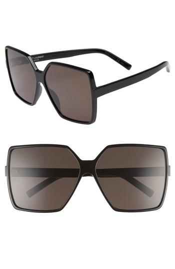 Women's Saint Laurent Betty 63mm Sunglasses - Black
