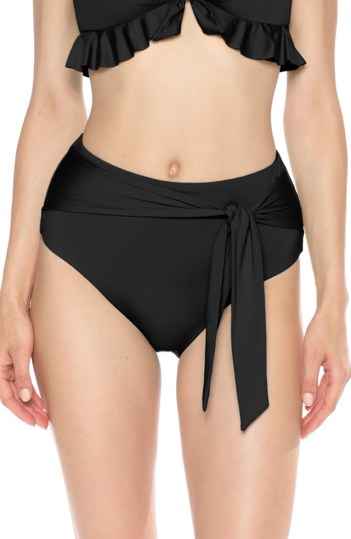 Women's Isabella Rose Double Take High Waist Bikini Bottoms - Black