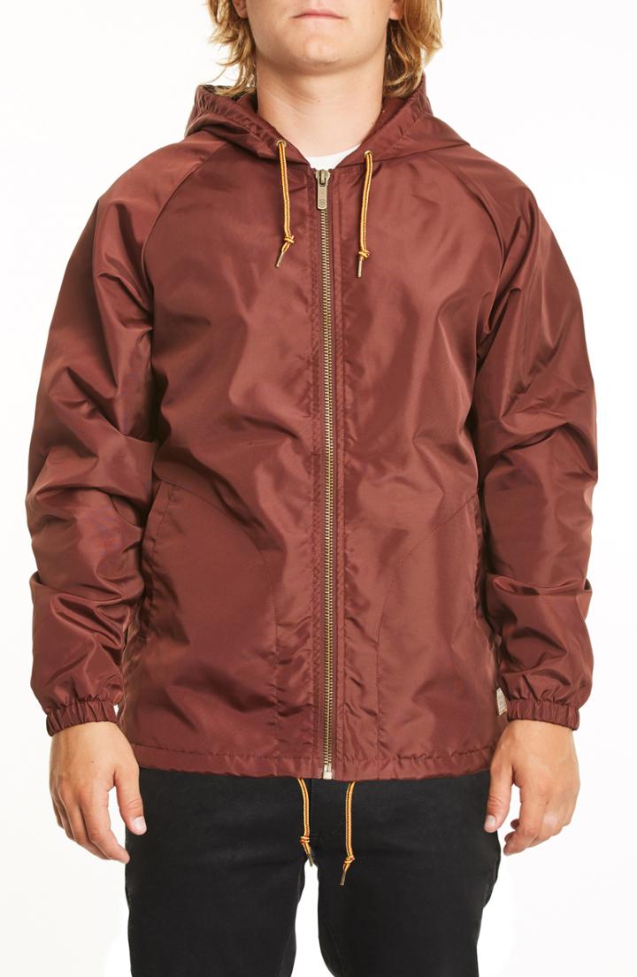 Men's Brixton Claxton Water Repellent Hooded Windbreaker - Brown