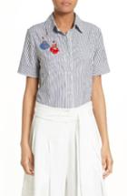 Women's Tanya Taylor Evie Embroidered Stripe Top