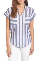 Women's Lucky Brand Stripe Tie Back Crinkle Cotton Top - Blue