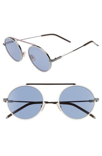 Men's Fendi 54mm Round Sunglasses - Ruthenium/whte