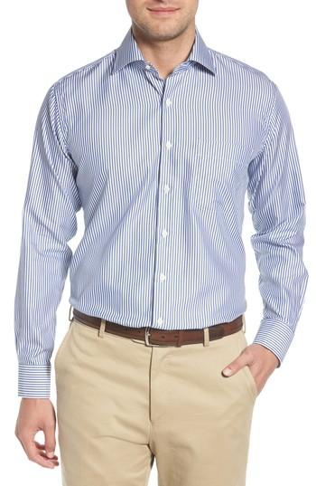 Men's Peter Millar Crown Soft Avery Regular Fit Stripe Sport Shirt, Size - Blue
