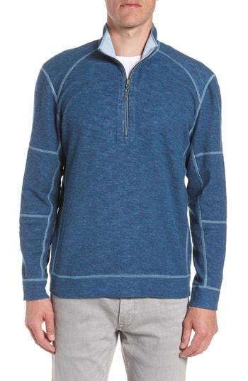 Men's Tommy Bahama Sea Short Flip Reversible Quarter Zip Pullover, Size - Blue