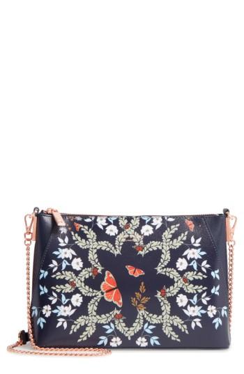 Ted Baker London Marisiaa - Kyoto Gardens Leather Crossbody Bag - Blue