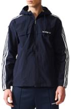 Men's Adidas 3-stripe Hooded Windbreaker - Blue