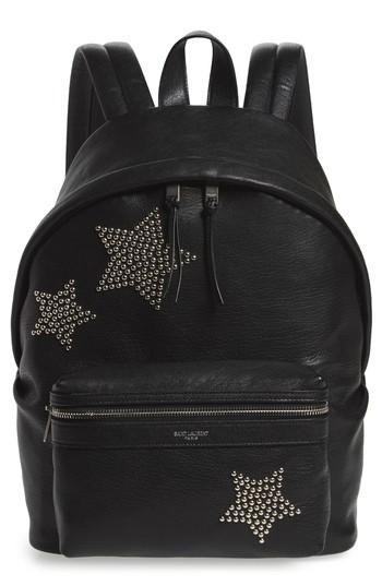 Saint Laurent Mini City Stars Leather Backpack - Black