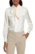 Women's Tory Burch Holly Tie Neck Silk Blouse - Ivory