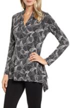 Women's Chaus Graphic Maze Sharkbite Hem Top - Black