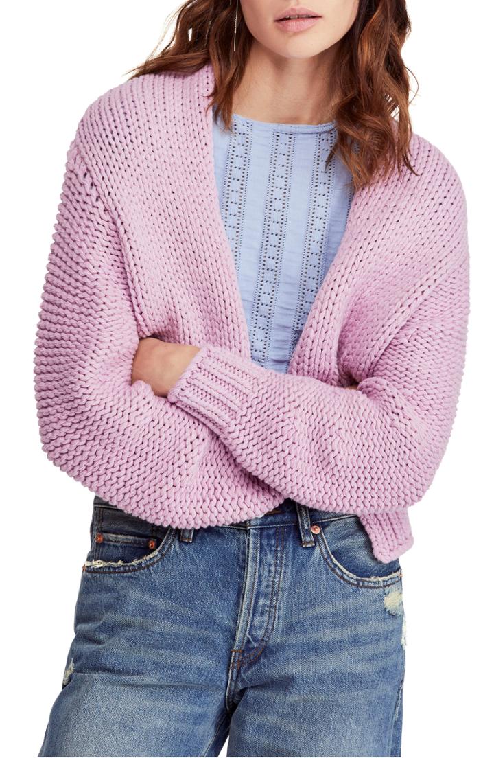 Women's Free People Glow For It Cardigan - Purple