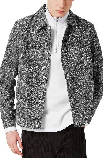 Men's Topman Boucle Shirt Jacket - Grey