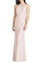 Women's Dessy Collection Ruffle Back Chiffon Halter Gown - Pink