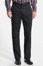 Men's Berle Flat Front Wrinkle Resistant Cotton Trousers X 30 - Black