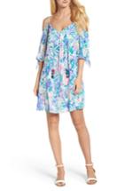 Women's Lilly Pulitzer Alanna Cold Shoulder Dress, Size - Blue/green