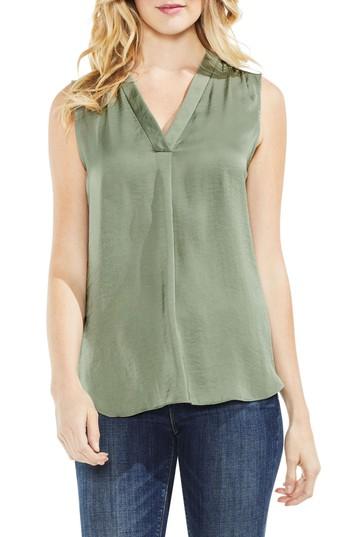 Petite Women's Vince Camuto Rumpled Satin Blouse P - Green