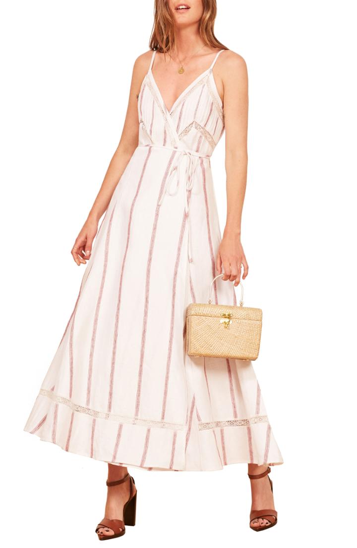 Women's Reformation Daria Wrap Midi Dress - White