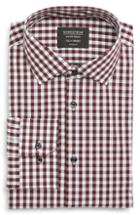 Men's Nordstrom Men's Shop Tech-smart Classic Fit Stretch Check Dress Shirt .5 - 32/33 - Burgundy