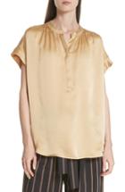Women's Vince Shirred Neck Silk Pullover - Beige