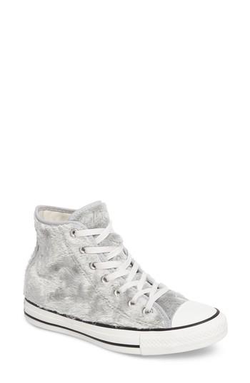 Women's Converse Chuck Taylor All Star Faux Fur High Top Sneakers .5 M - Grey