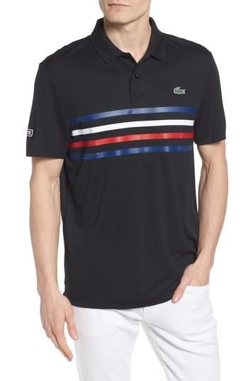 Men's Lacoste Sport Colored Bands Technical Pique Tennis Polo (3xl) - Black