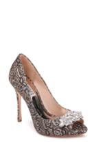 Women's Badgley Mischka Crystal Embellished Lace Pump M - Metallic