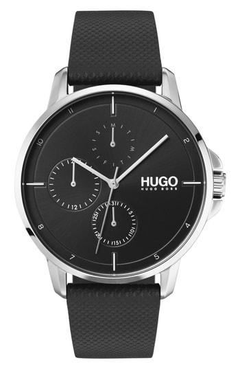 Men's Hugo Leather Strap Watch, 42mm