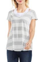 Women's Vince Camuto Modern Tank Underlay Stripe Top, Size - Grey