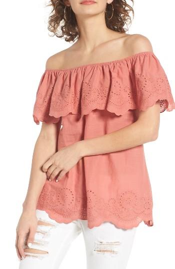Women's Bp. Eyelet Ruffle Off The Shoulder Top