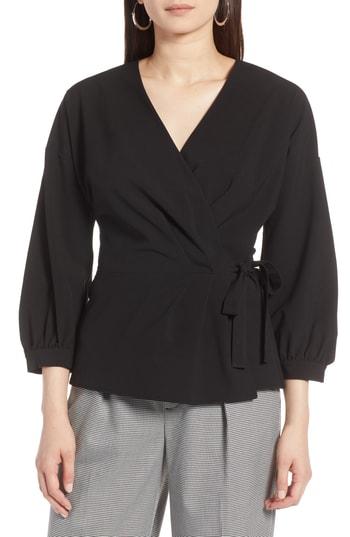 Women's Halogen Wrap Top - Black