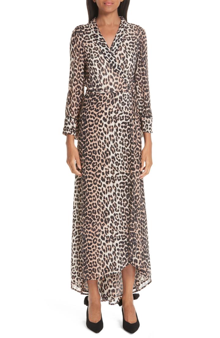 Women's Ganni Mullin Print Georgette Dress Us / 34 Eu - Brown