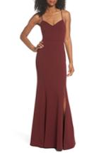 Women's Jenny Yoo Reese Crepe Knit Gown (similar To 14w) - Burgundy