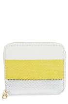 Women's Diane Von Furstenberg Small Leather & Genuine Snakeskin Zip Wallet - Yellow