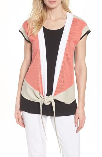 Women's Ming Wang Colorblock Cardigan - Red