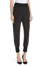 Women's L'agence Elsie Silk Charmeuse Zip Hem Joggers - Black