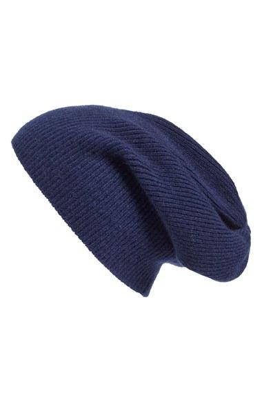 Women's Halogen Slouchy Cashmere Beanie - Blue