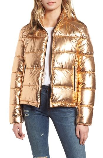 Women's Marc New York Metallic Puffer Jacket - Metallic